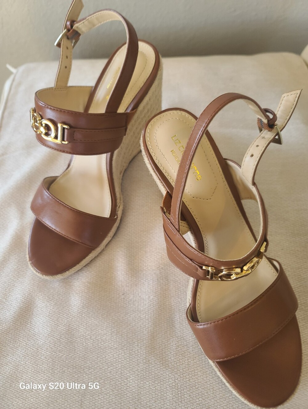 Liz Clairborne Alton Espadrille Wedge Sandals with Gold Accent - Women Size 6.5